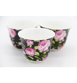 Pink Floral Coffee Cup Rose with no handle x 6 ( T